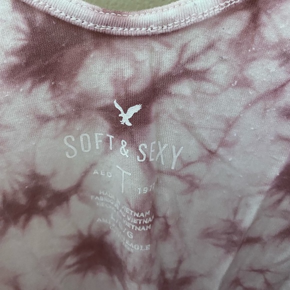 Women’s American Eagle Outfitters Pink Tie Dye Cold Shoulder Tank Top Size Large - Picture 5 of 6